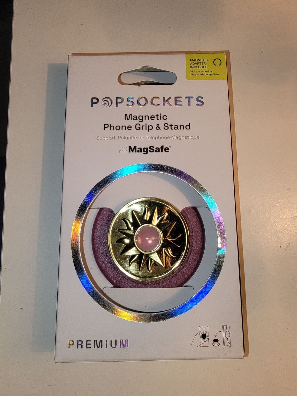 PopSockets Magnetic Phone Grip & Stand - Enamal Sun Jewel, Mauve, Gold